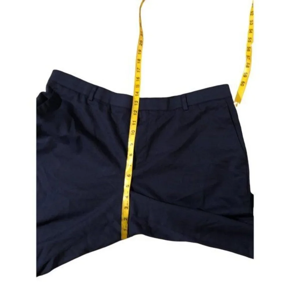 MENS BLUE 98%WOOL DRESS FORMAL PANTS FLATFRONT BUTTON CLOSURE STRETCH SIZE 38x30